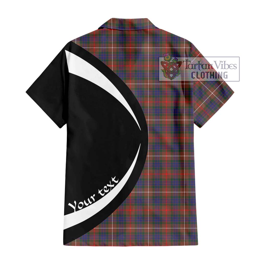 Fraser Hunting Modern Tartan Short Sleeve Button Up with Family Crest Circle Style - Tartan Vibes Clothing