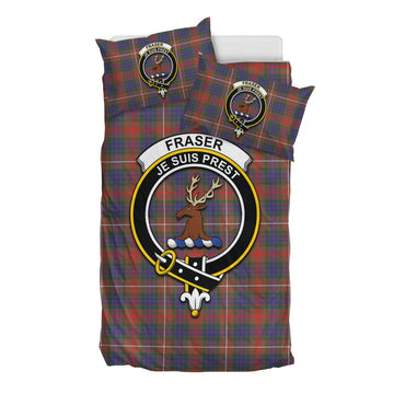 Fraser Hunting Modern Tartan Bedding Set with Family Crest