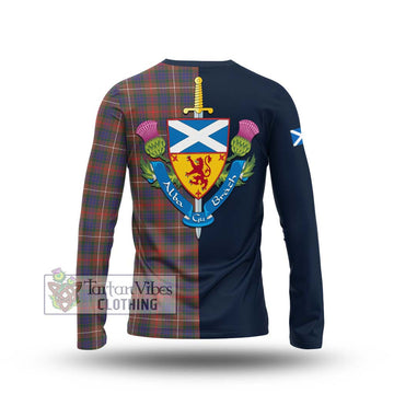 Fraser Hunting Modern Tartan Long Sleeve T-Shirt Alba with Scottish Lion Royal Arm Half Style