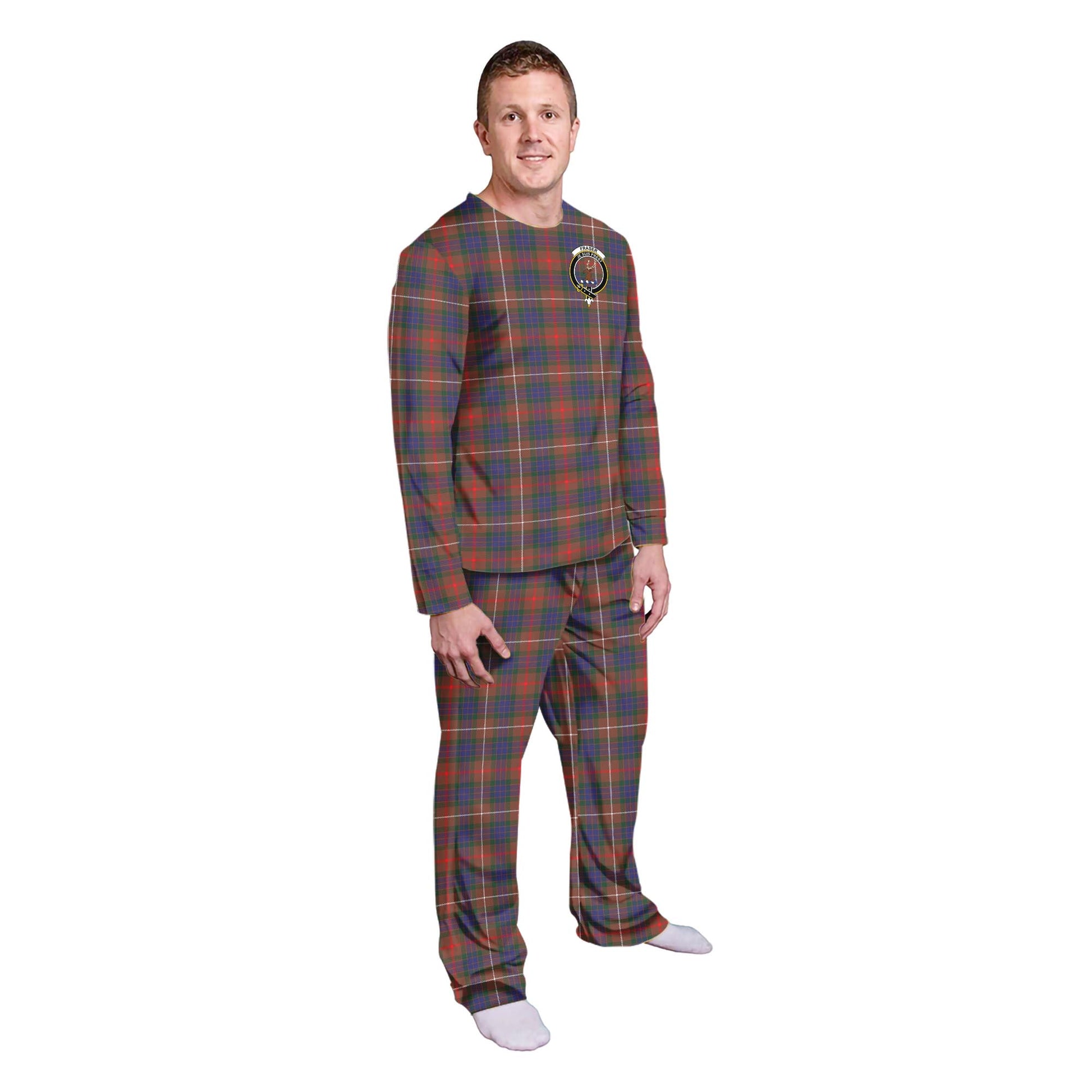 Fraser Hunting Modern Tartan Pajamas Family Set with Family Crest - Tartanvibesclothing