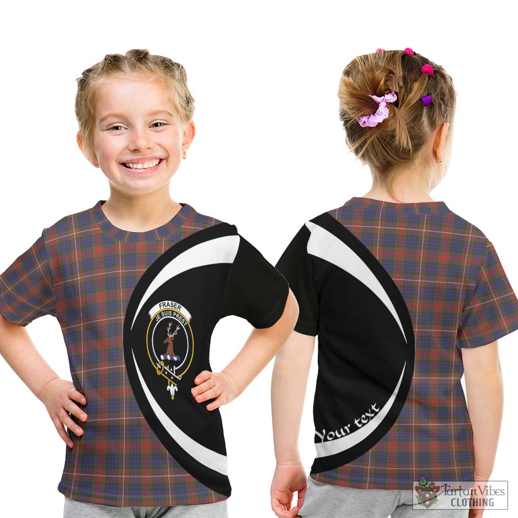 Fraser Hunting Modern Tartan Kid T-Shirt with Family Crest Circle Style - Tartan Vibes Clothing