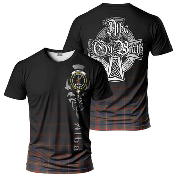Fraser Hunting Modern Tartan T-Shirt Featuring Alba Gu Brath Family Crest Celtic Inspired