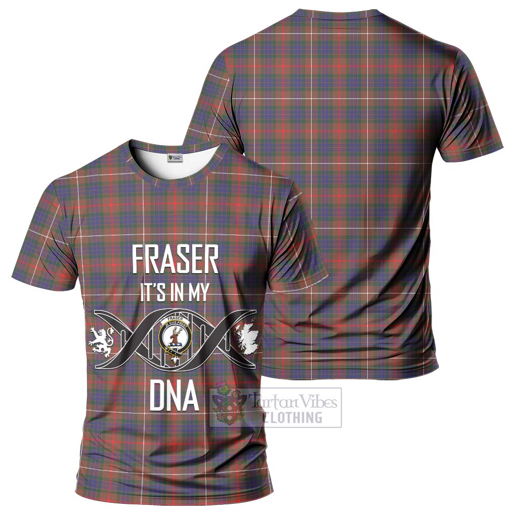 Tartan Vibes Clothing Fraser Hunting Modern Tartan T-Shirt with Family Crest DNA In Me Style