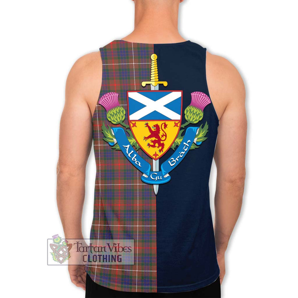 Tartan Vibes Clothing Fraser Hunting Modern Tartan Men's Tank Top with Scottish Lion Royal Arm Half Style