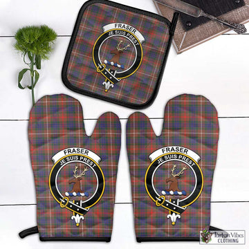 Fraser Hunting Modern Tartan Combo Oven Mitt & Pot-Holder with Family Crest