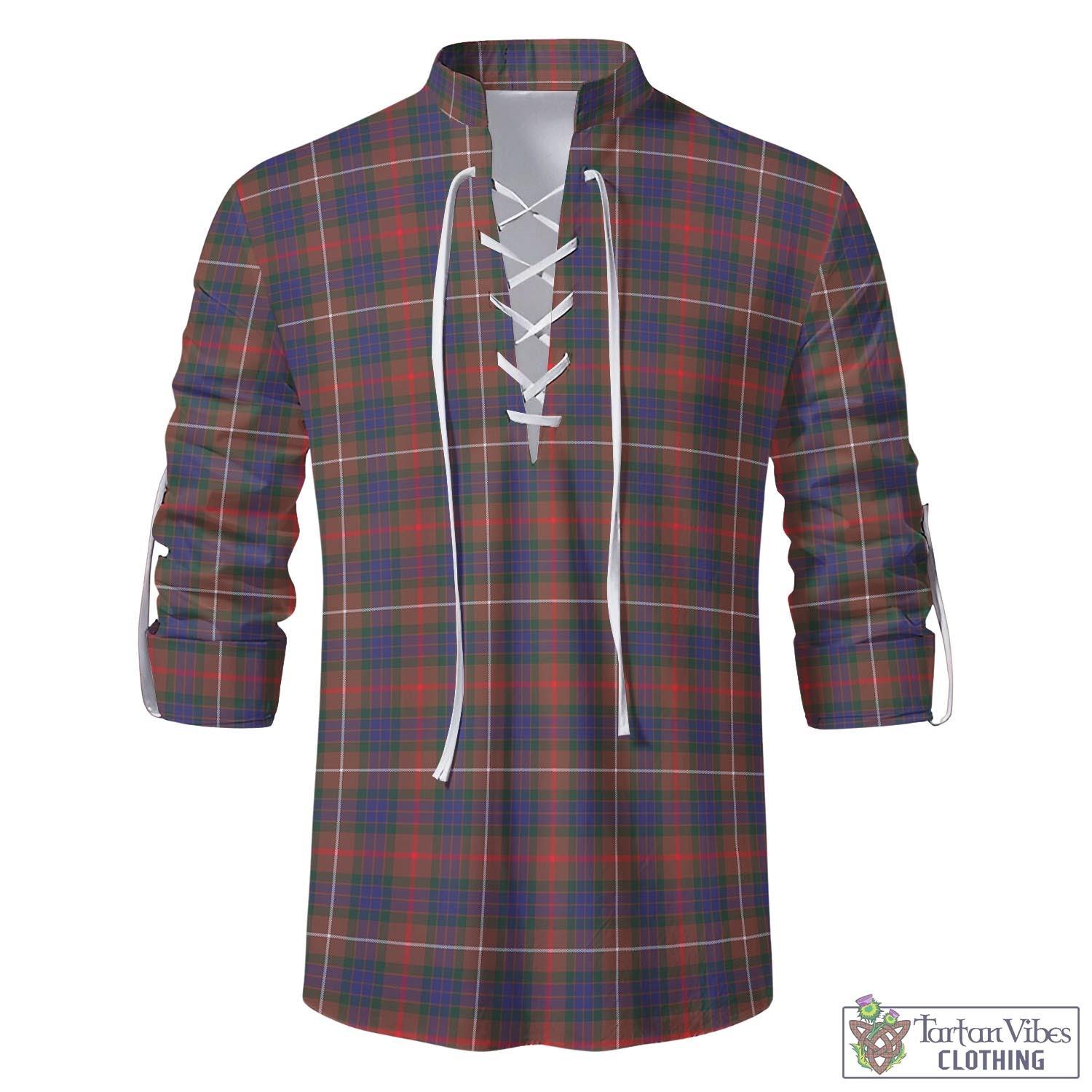 Tartan Vibes Clothing Fraser Hunting Modern Tartan Men's Scottish Traditional Jacobite Ghillie Kilt Shirt