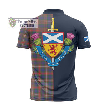 Fraser Hunting Modern Tartan Zipper Polo Shirt Alba with Scottish Lion Royal Arm Half Style