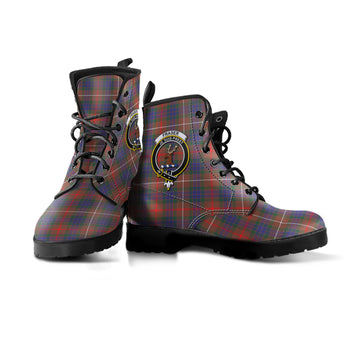 Fraser Hunting Modern Tartan Leather Boots with Family Crest