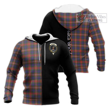 Fraser Hunting Modern Tartan Knitted Hoodie with Family Crest and Half Of Me Style