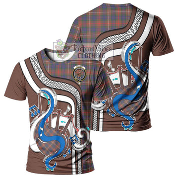 Fraser Hunting Modern Tartan T-Shirt with Epic Bagpipe Style