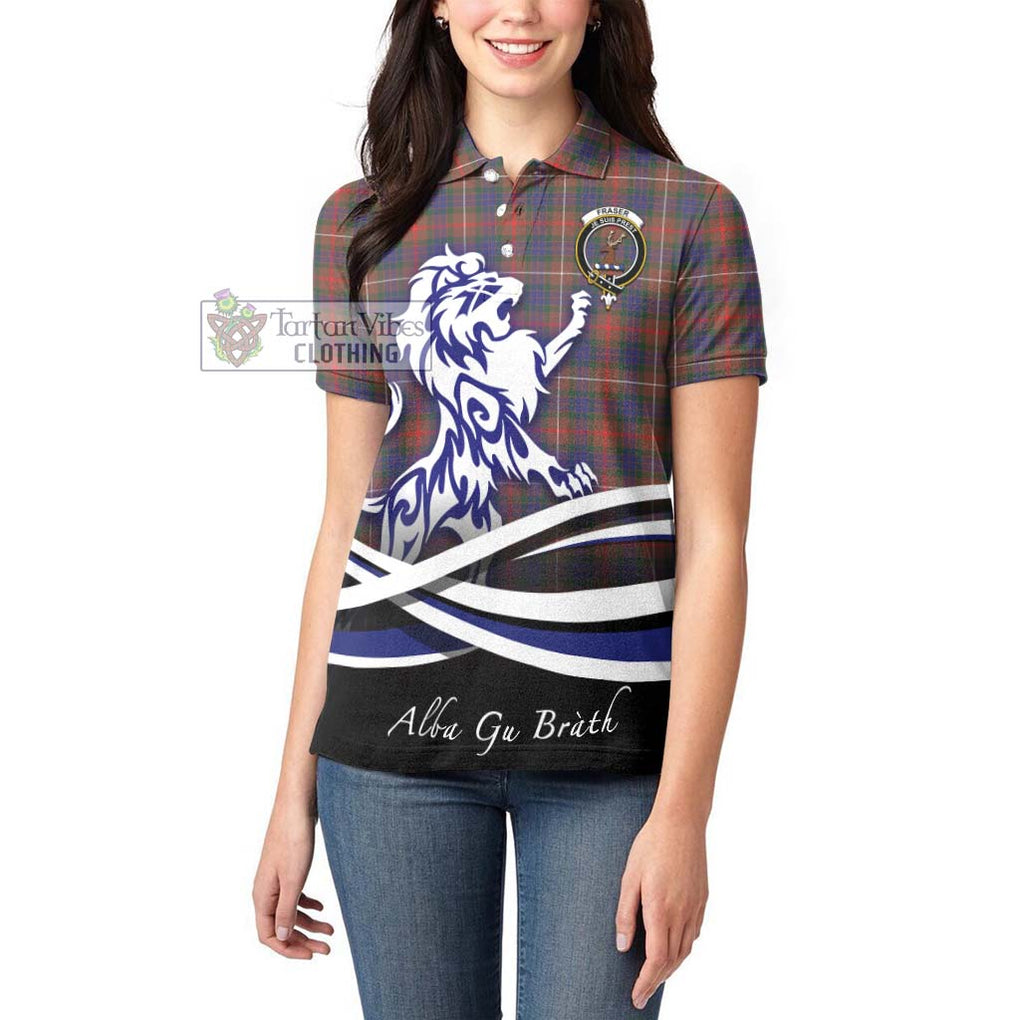 Fraser Hunting Modern Tartan Women's Polo Shirt with Alba Gu Brath Regal Lion Emblem - Tartanvibesclothing Shop