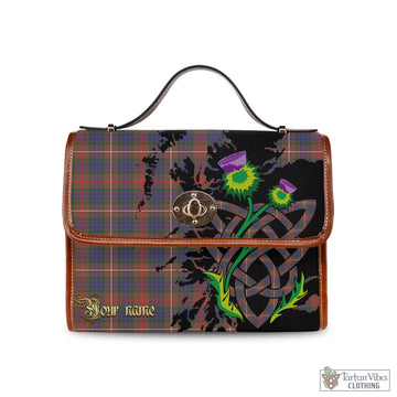 Fraser Hunting Modern Tartan Waterproof Canvas Bag with Scotland Map and Thistle Celtic Accents