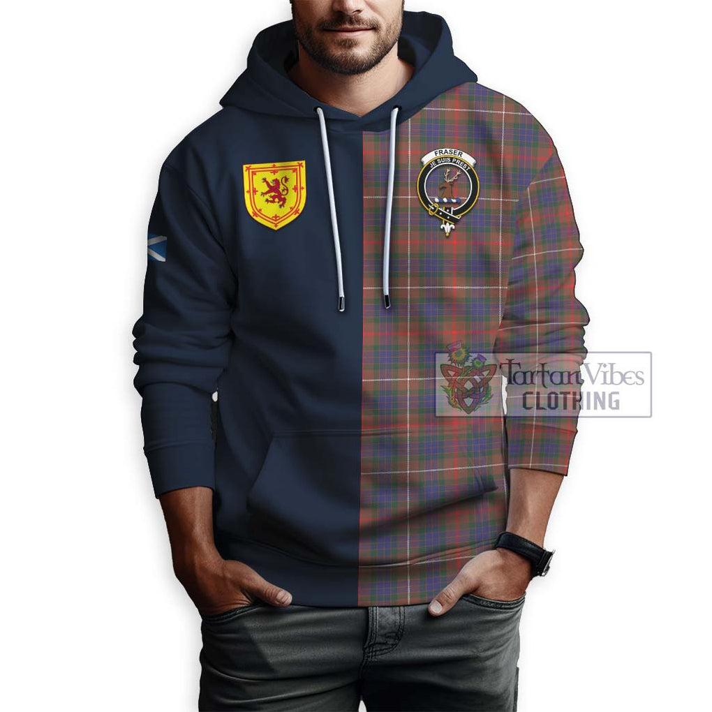 Tartan Vibes Clothing Fraser Hunting Modern Tartan Hoodie with Scottish Lion Royal Arm Half Style