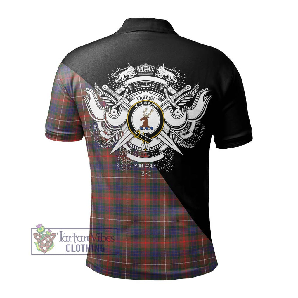 Fraser Hunting Modern Tartan Polo Shirt with Family Crest and Military Logo Style - Tartanvibesclothing Shop