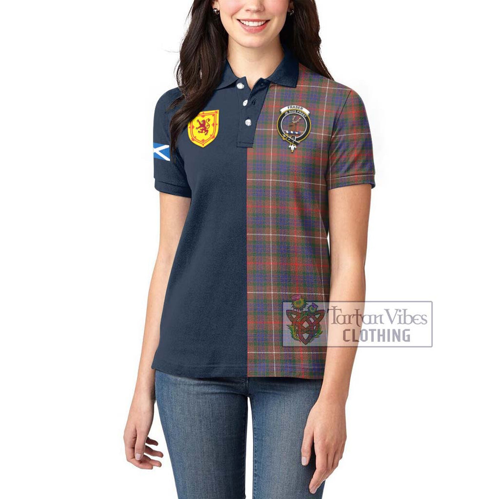 Tartan Vibes Clothing Fraser Hunting Modern Tartan Women's Polo Shirt with Scottish Lion Royal Arm Half Style