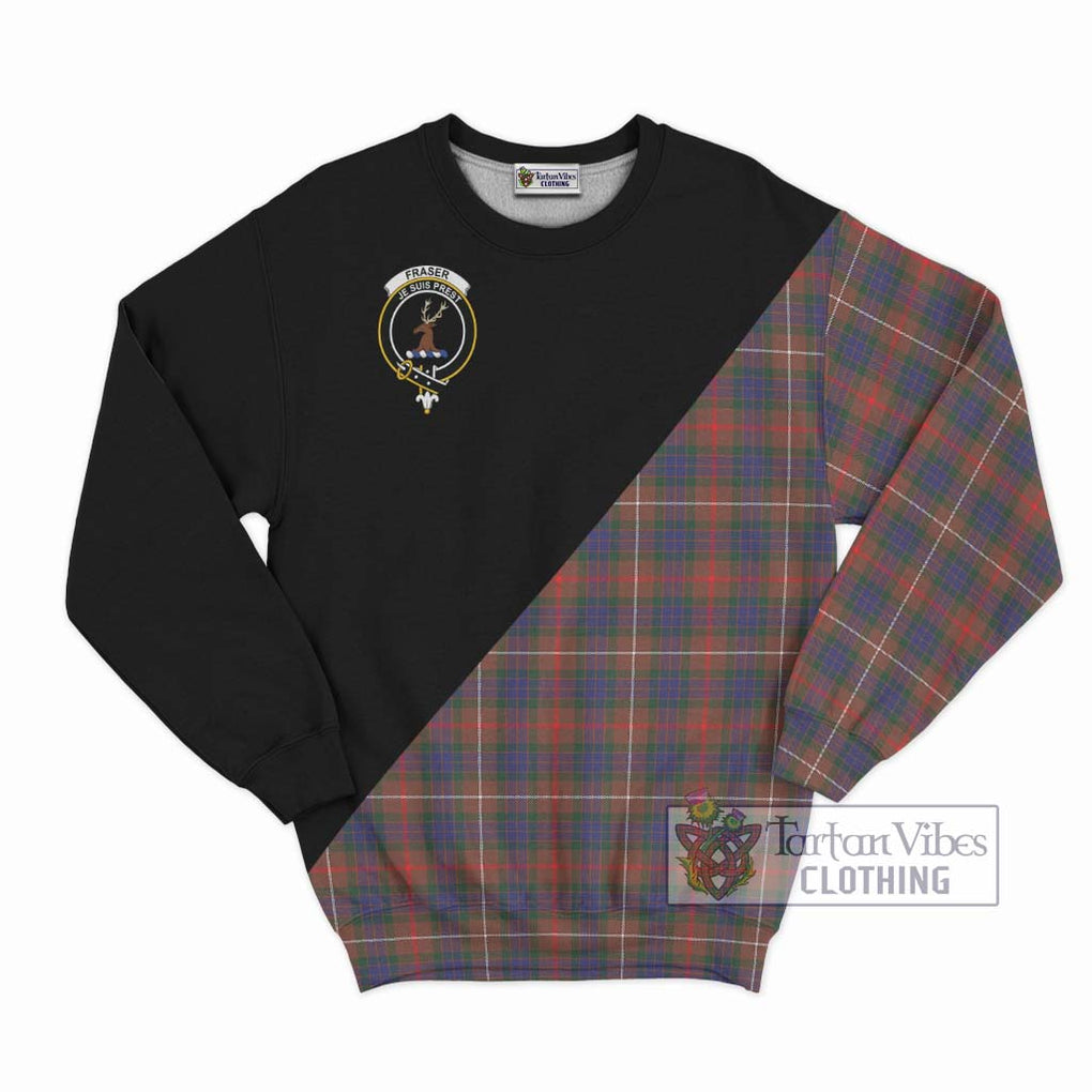 Fraser Hunting Modern Tartan Sweatshirt with Family Crest and Military Logo Style - Tartanvibesclothing Shop