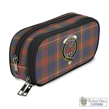 Fraser Hunting Modern Tartan Pen and Pencil Case with Family Crest