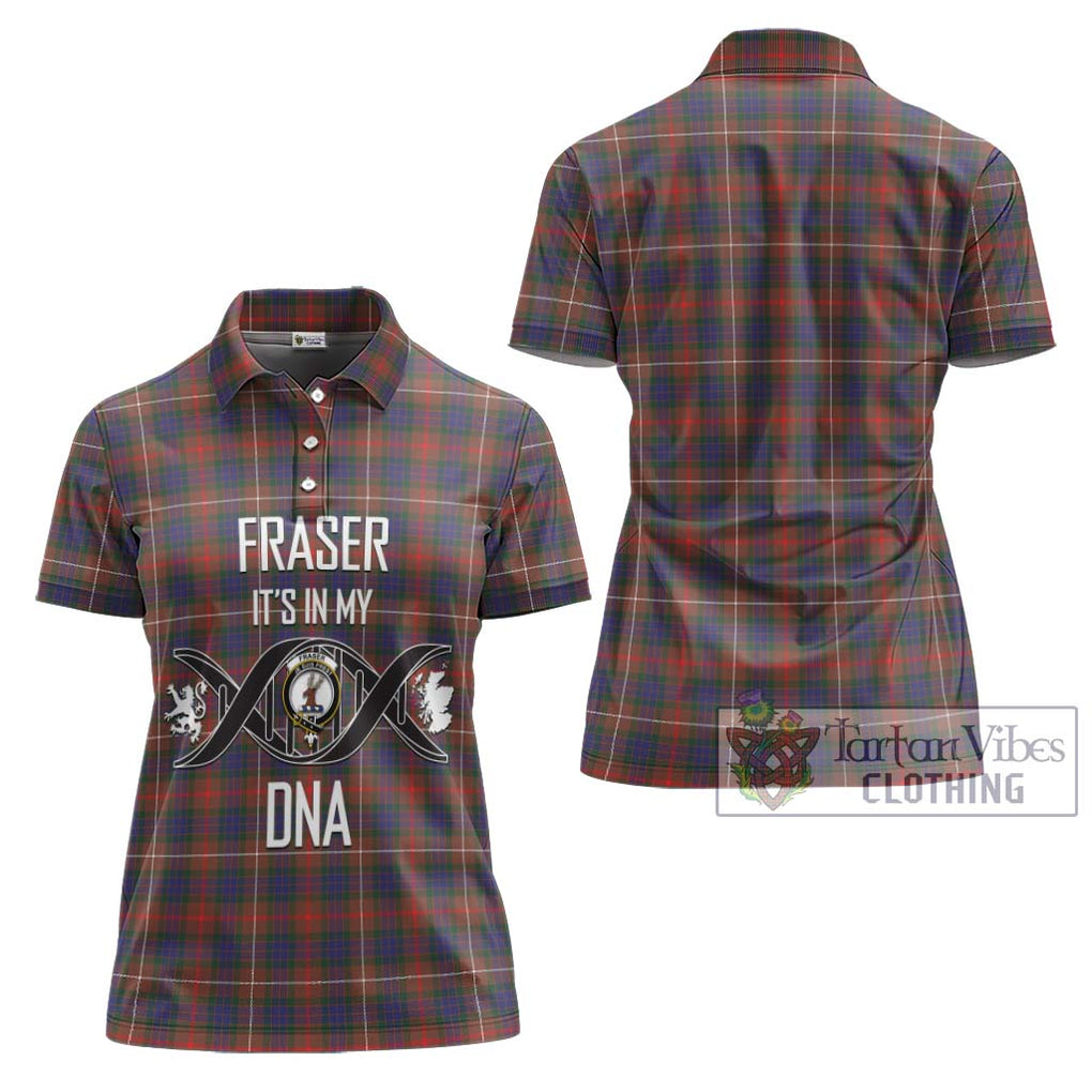 Fraser Hunting Modern Tartan Women's Polo Shirt with Family Crest DNA In Me Style - Tartanvibesclothing Shop