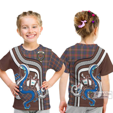 Fraser Hunting Modern Tartan Kid T-Shirt with Epic Bagpipe Style