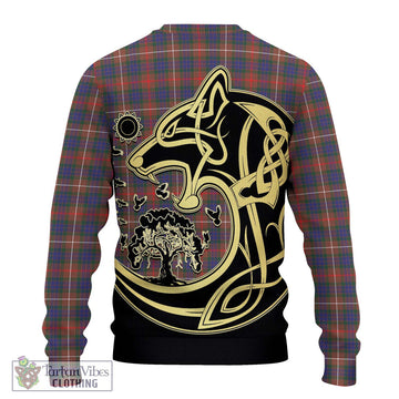 Fraser Hunting Modern Tartan Ugly Sweater with Family Crest Celtic Wolf Style