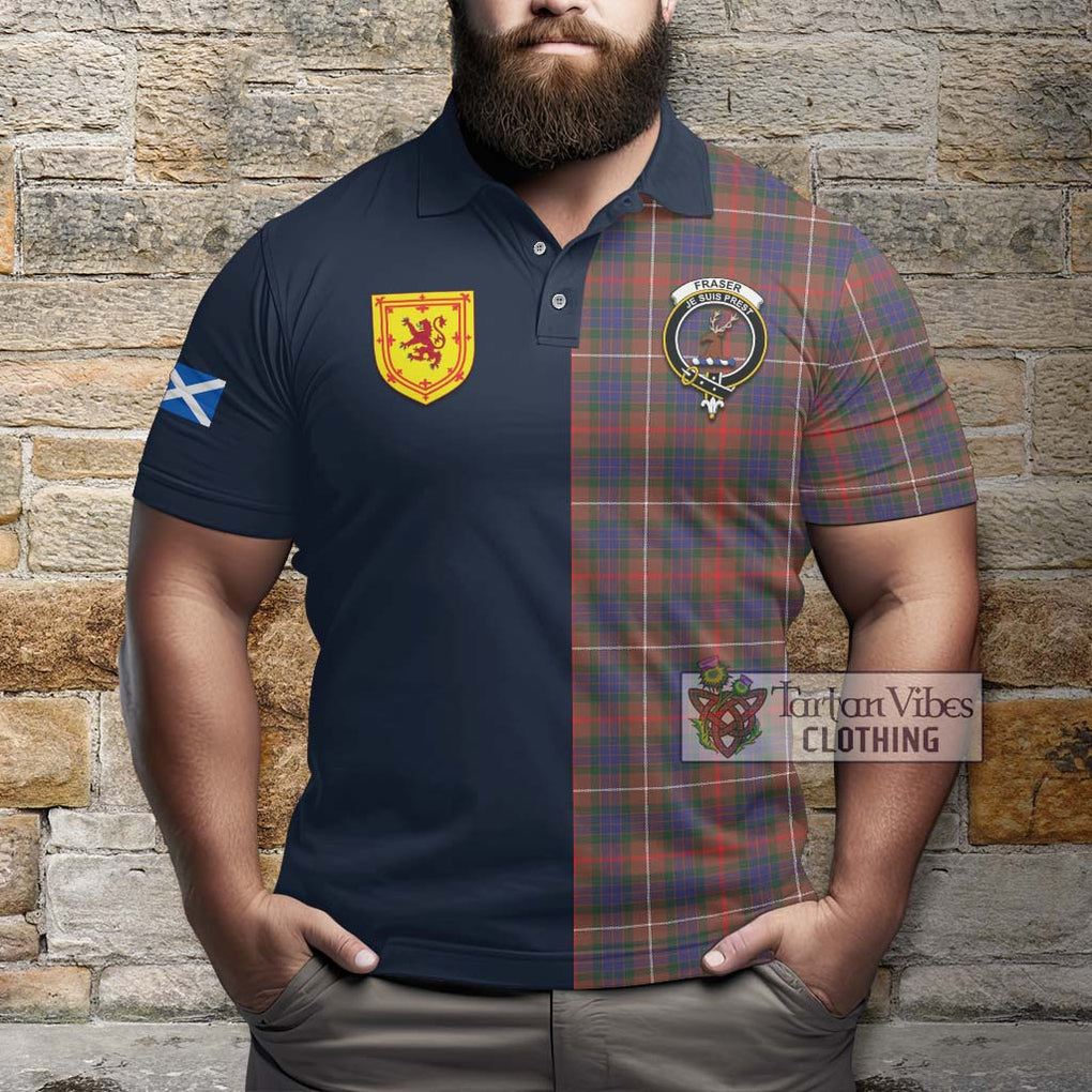 Tartan Vibes Clothing Fraser Hunting Modern Tartan Polo Shirt with Scottish Lion Royal Arm Half Style