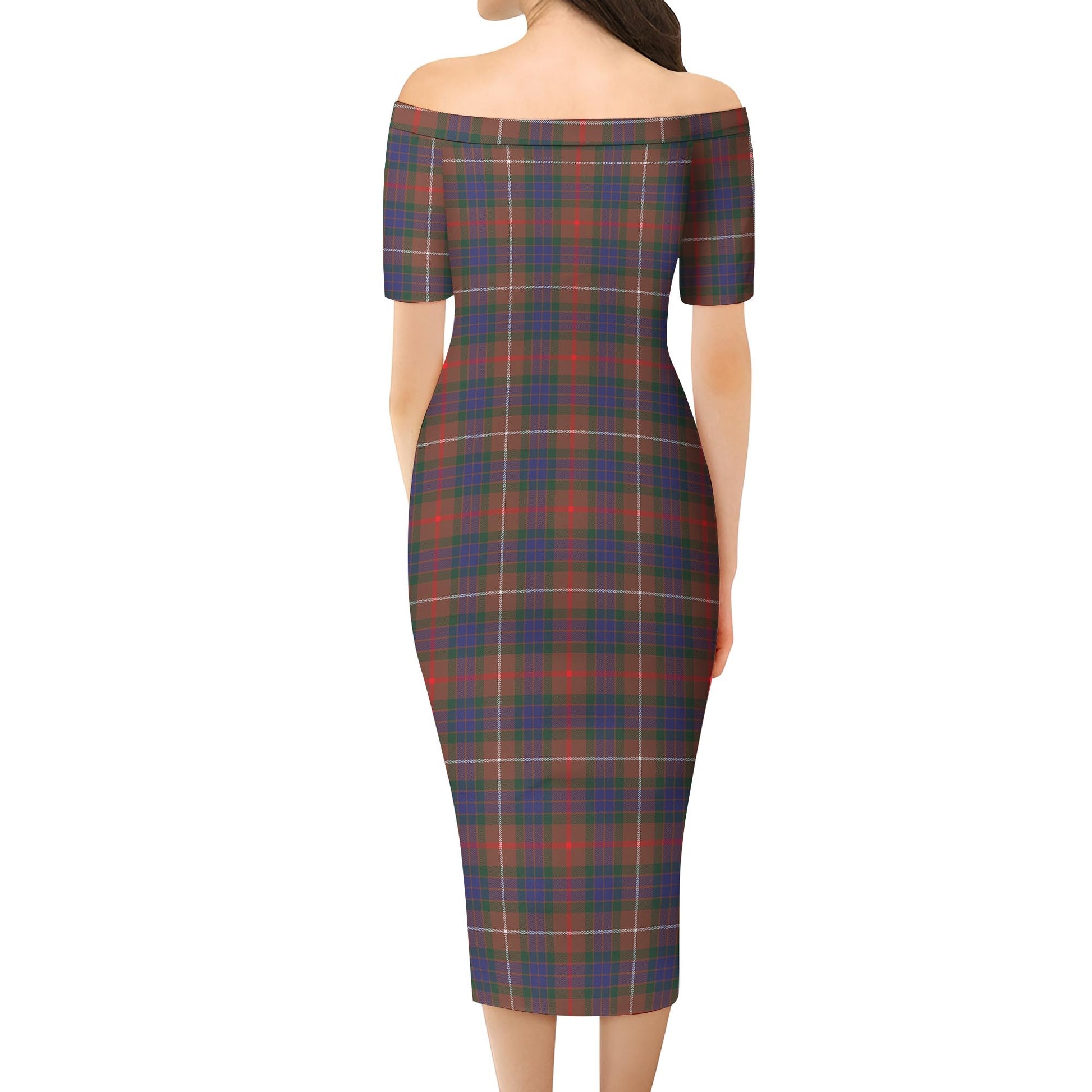 Fraser Hunting Modern Tartan Off Shoulder Lady Dress - Tartanvibesclothing