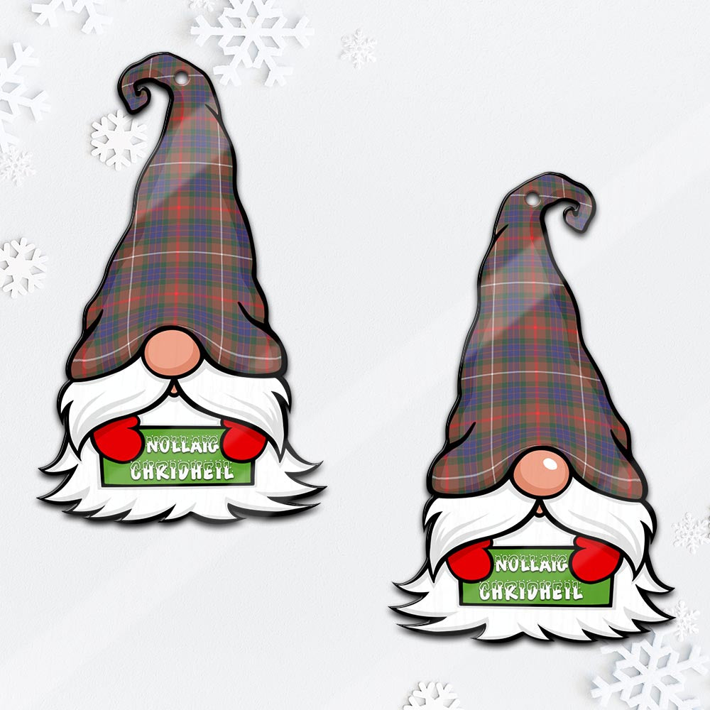 Fraser Hunting Modern Gnome Christmas Ornament with His Tartan Christmas Hat Mica Ornament - Tartanvibesclothing
