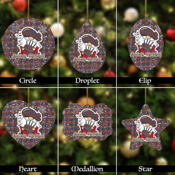 Fraser Hunting Modern Tartan Christmas Ornaments with Scottish Gnome Playing Bagpipes
