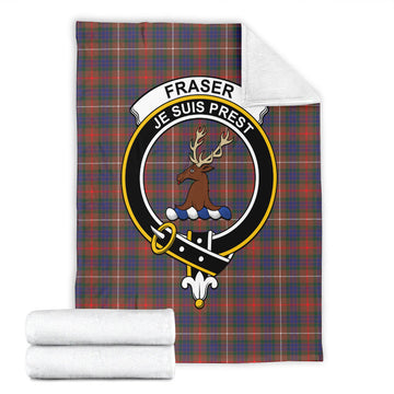 Fraser Hunting Modern Tartan Blanket with Family Crest