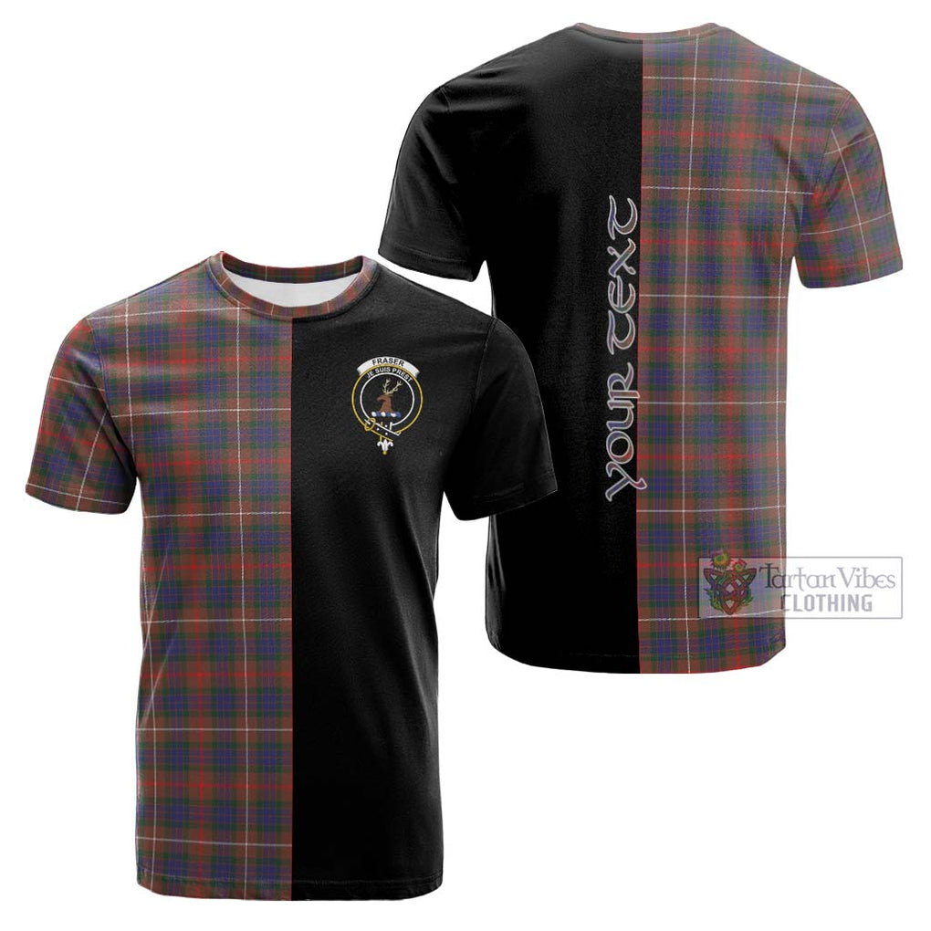 Tartan Vibes Clothing Fraser Hunting Modern Tartan Cotton T-shirt with Family Crest and Half Of Me Style