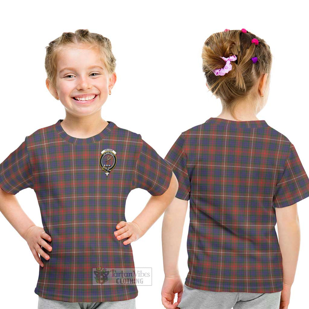 Fraser Hunting Modern Tartan Kid T-Shirt with Family Crest - Tartanvibesclothing Shop