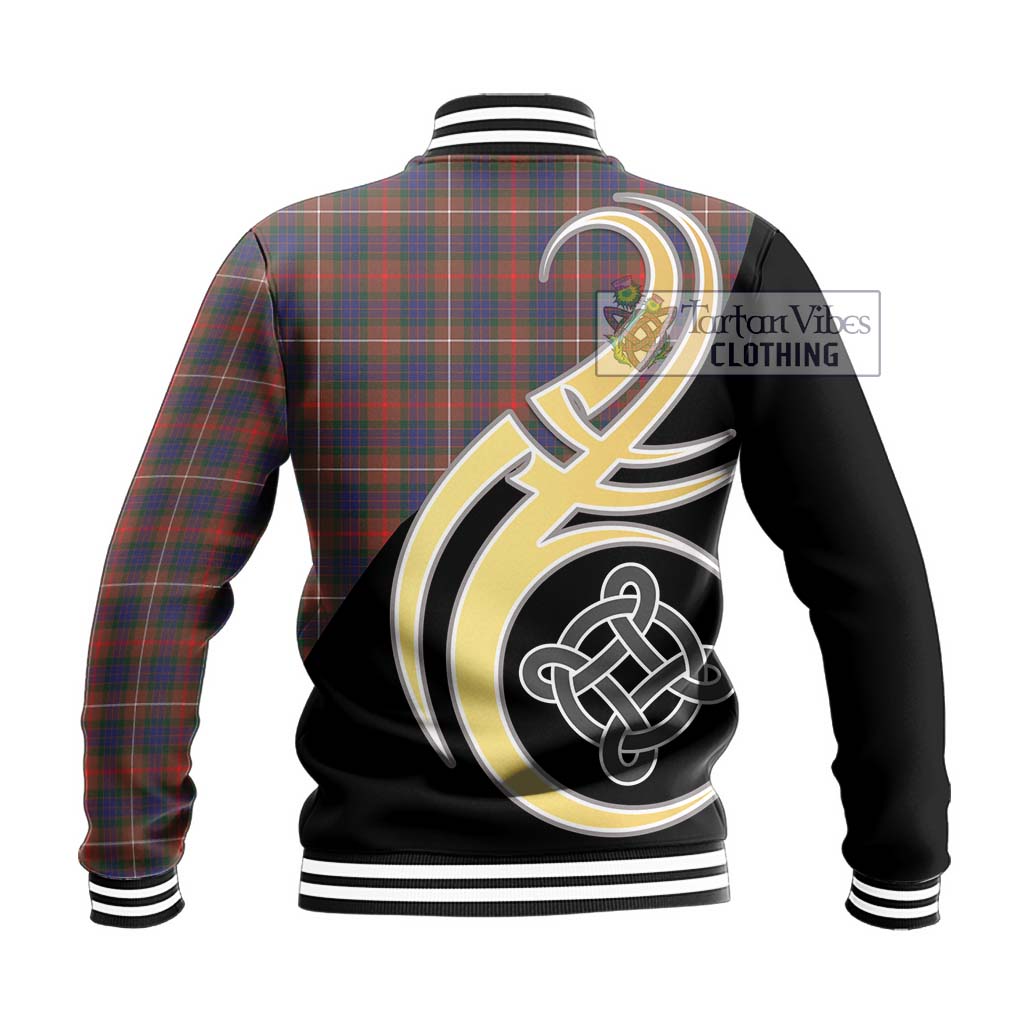 Fraser Hunting Modern Tartan Baseball Jacket with Family Crest and Celtic Symbol Style - Tartan Vibes Clothing