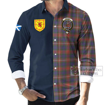 Fraser Hunting Modern Tartan Long Sleeve Button Shirt Alba with Scottish Lion Royal Arm Half Style