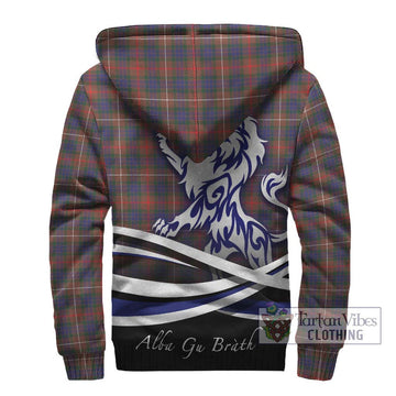 Fraser Hunting Modern Tartan Sherpa Hoodie with Alba Gu Brath Regal Lion Emblem