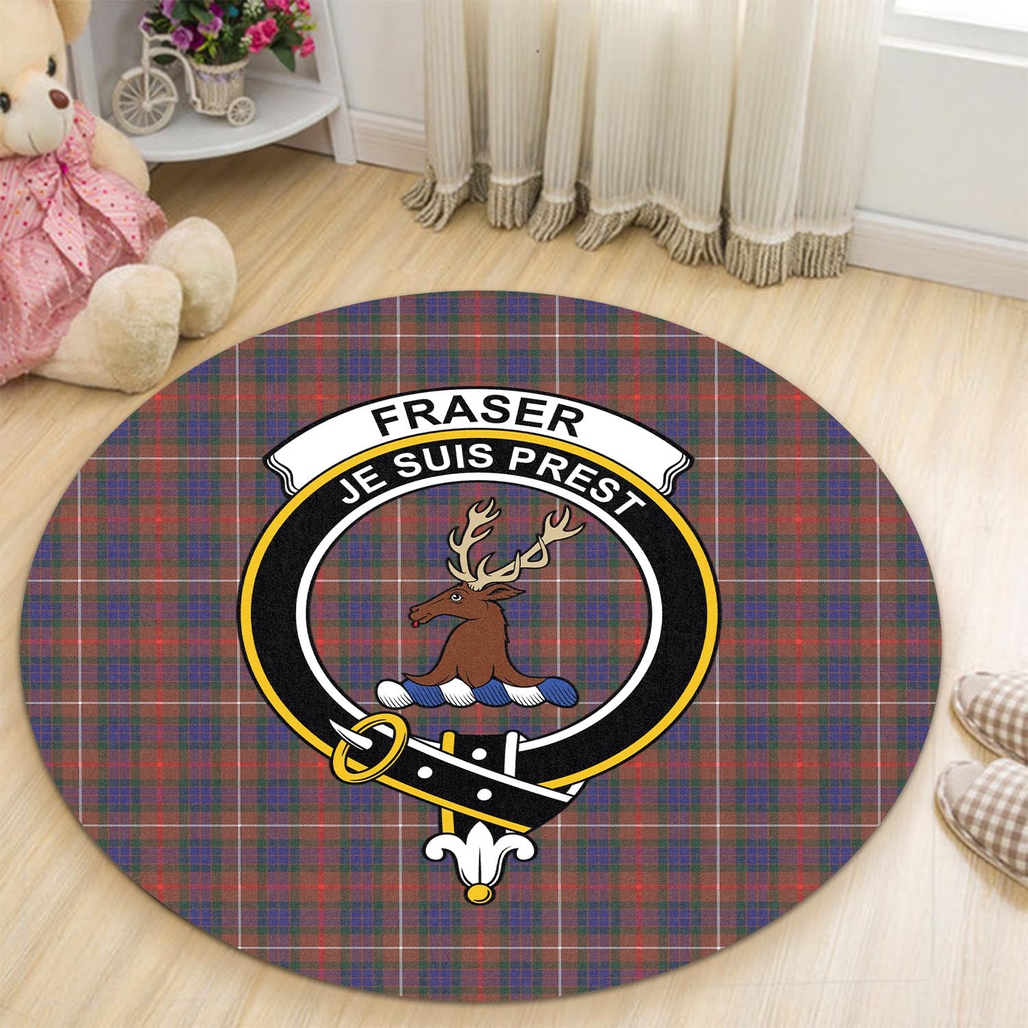 fraser-hunting-modern-tartan-round-rug-with-family-crest