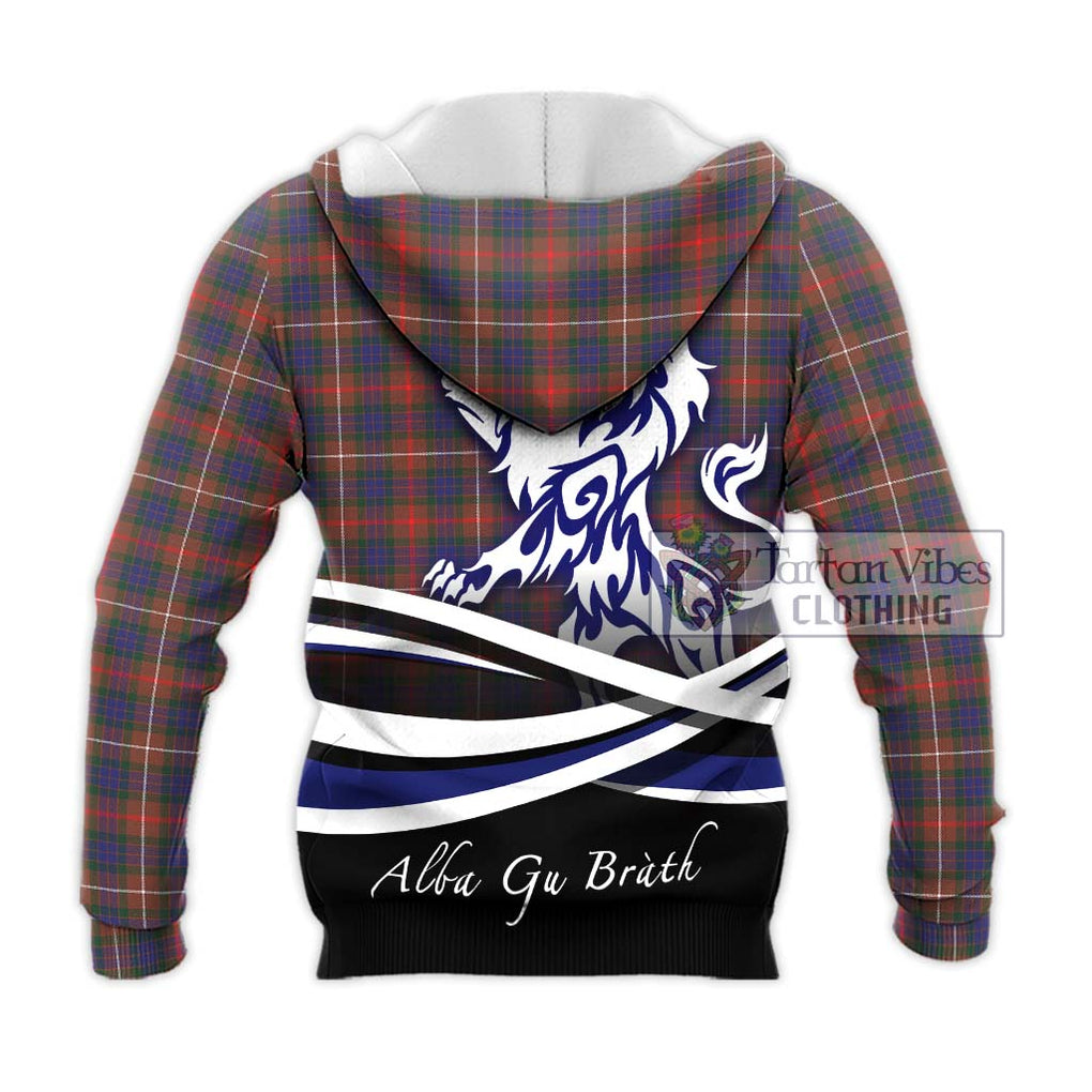 Fraser Hunting Modern Tartan Knitted Hoodie with Alba Gu Brath Regal Lion Emblem - Tartanvibesclothing Shop