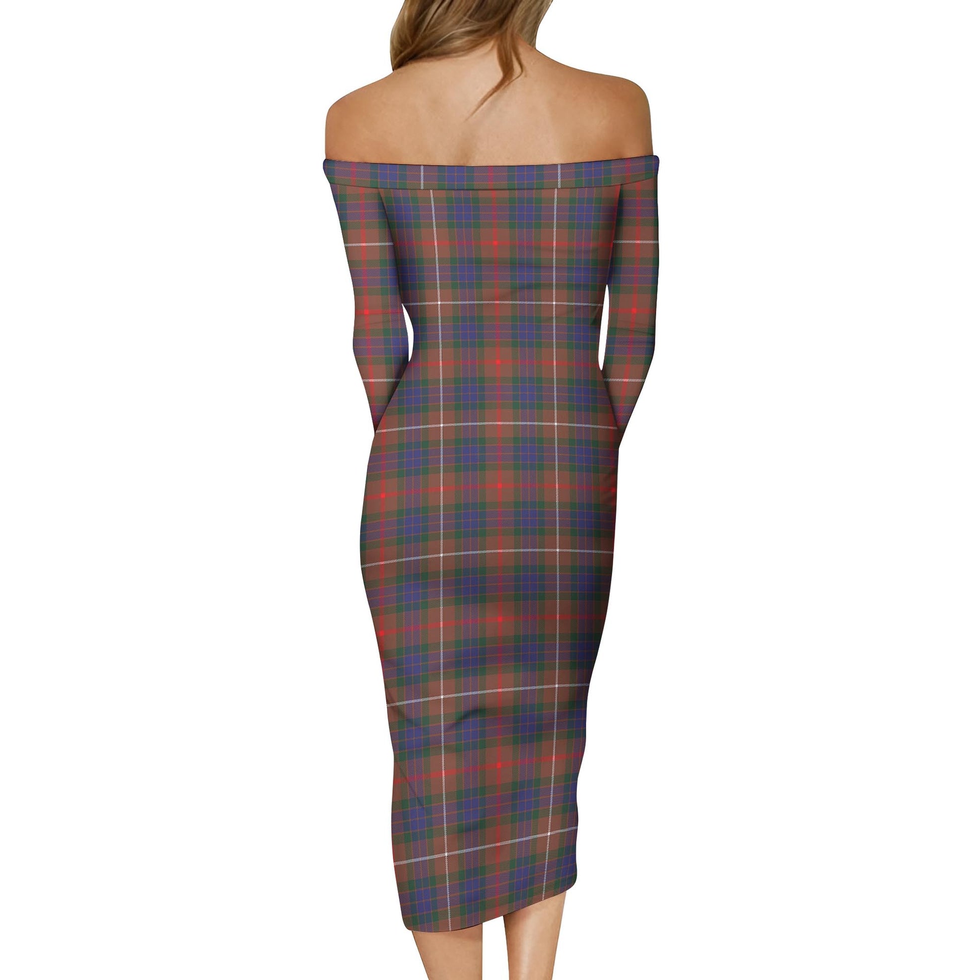 Fraser Hunting Modern Tartan Off Shoulder Lady Dress - Tartanvibesclothing