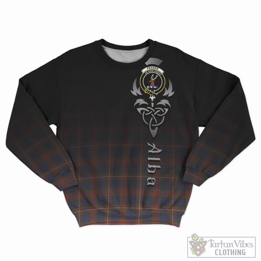 Tartan Vibes Clothing Fraser Hunting Modern Tartan Sweatshirt Featuring Alba Gu Brath Family Crest Celtic Inspired