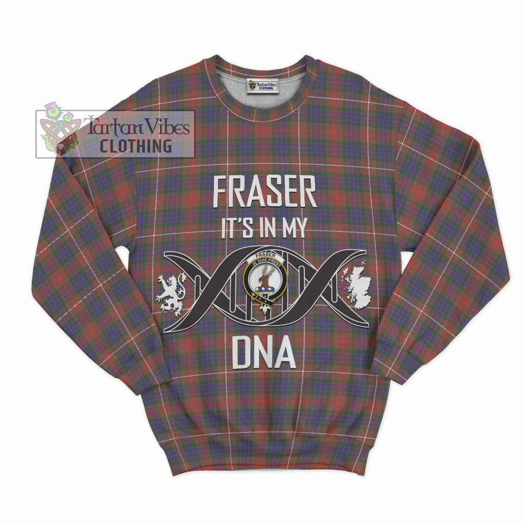 Fraser Hunting Modern Tartan Sweatshirt with Family Crest DNA In Me Style - Tartanvibesclothing Shop