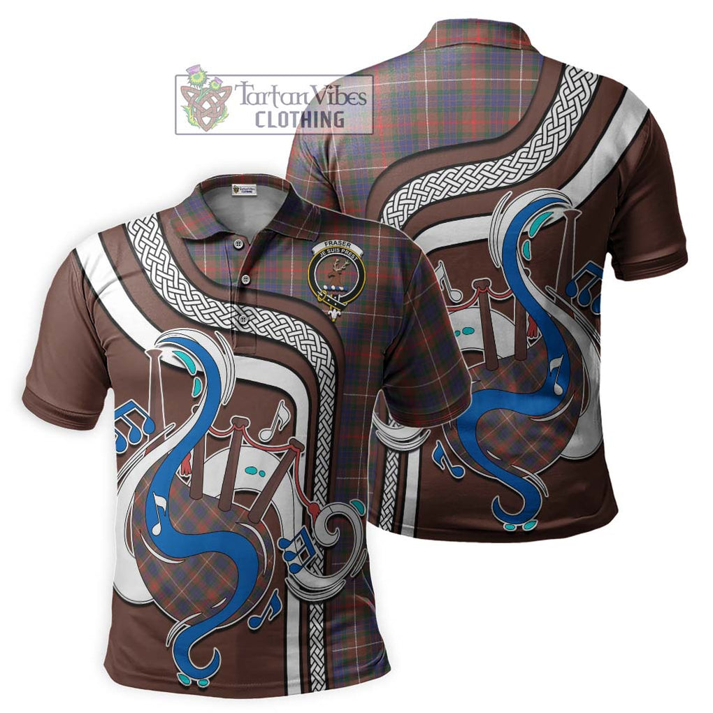 Tartan Vibes Clothing Fraser Hunting Modern Tartan Polo Shirt with Epic Bagpipe Style