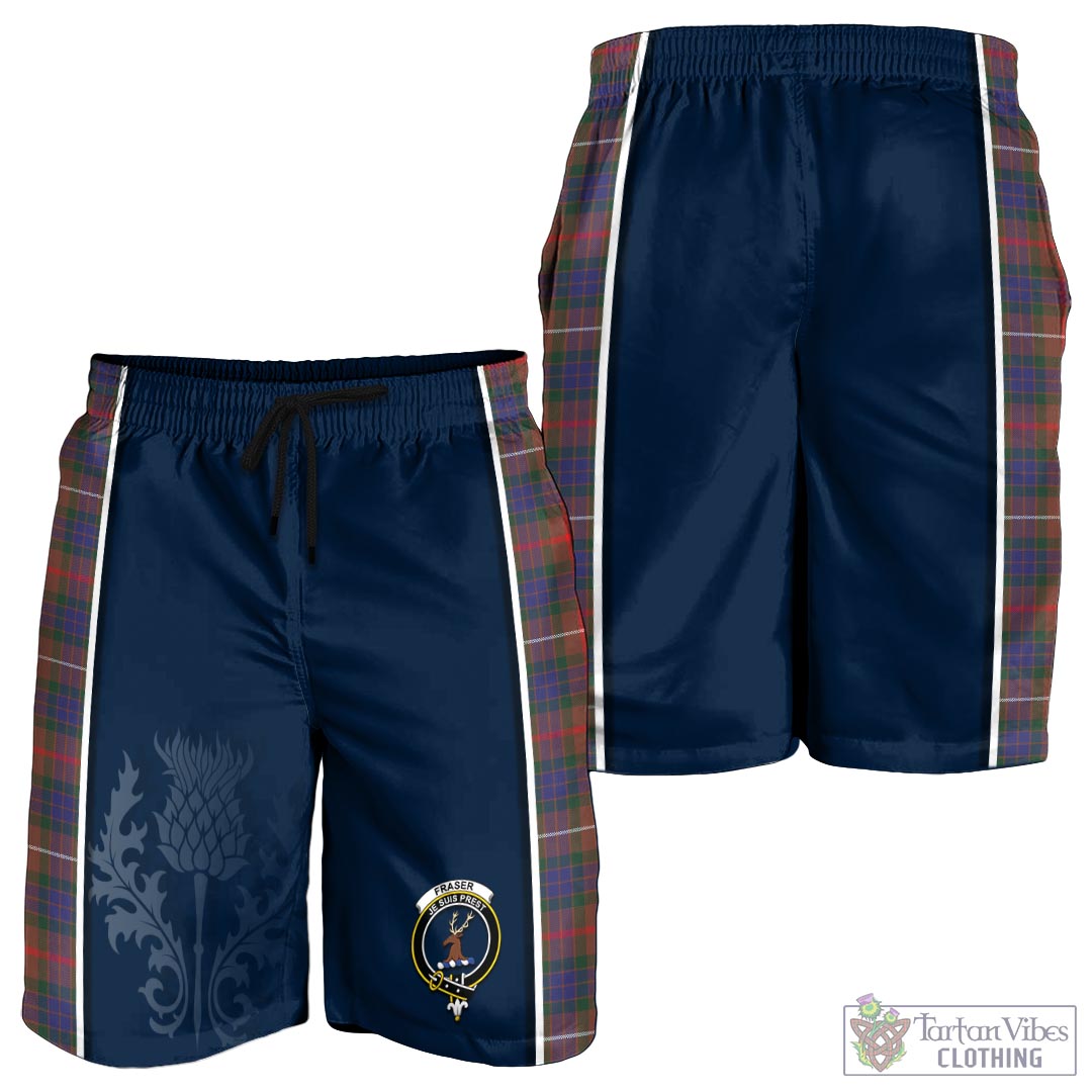 Tartan Vibes Clothing Fraser Hunting Modern Tartan Men's Shorts with Family Crest and Scottish Thistle Vibes Sport Style
