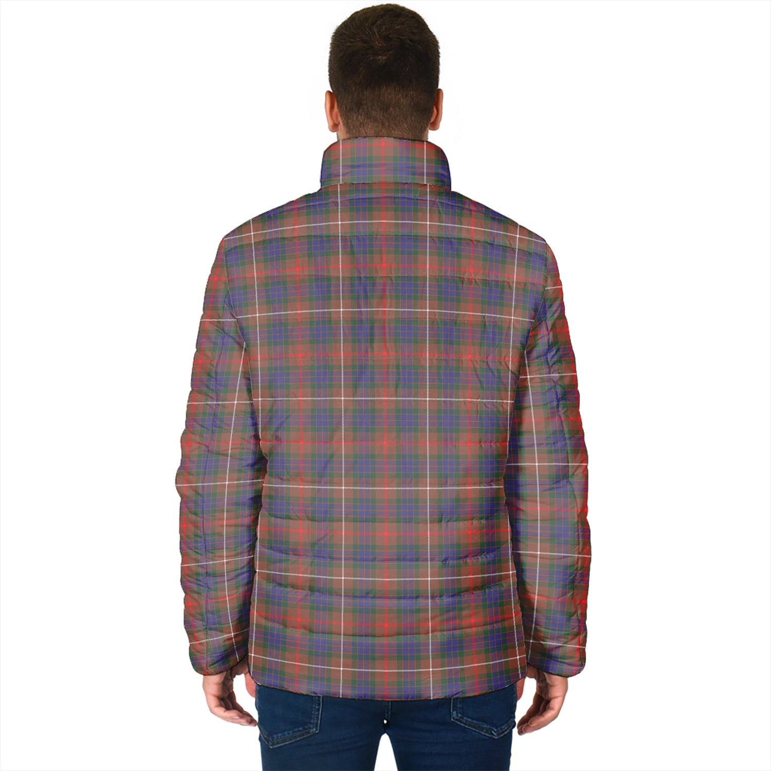 Fraser Hunting Modern Tartan Padded Jacket with Family Crest - Tartanvibesclothing