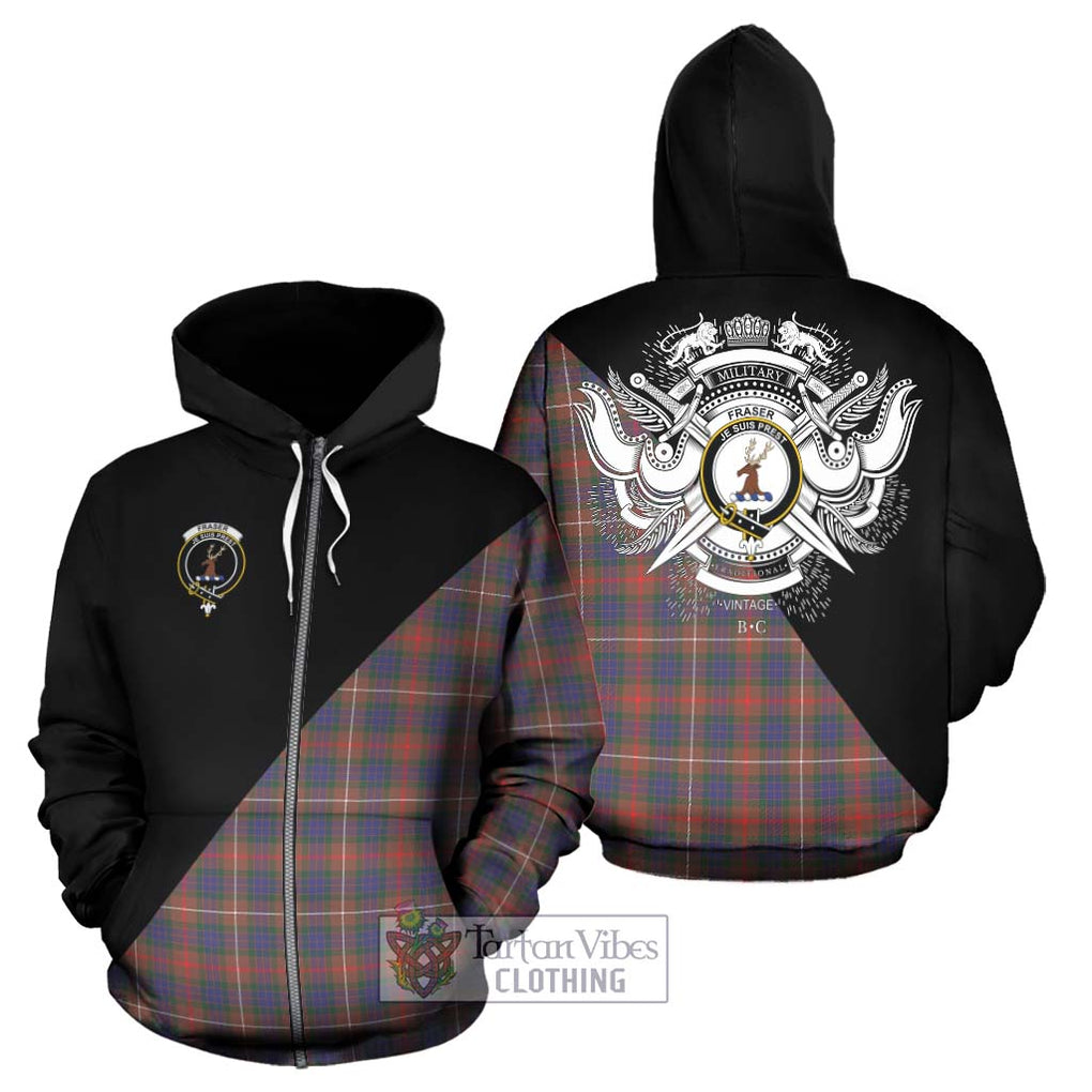 Fraser Hunting Modern Tartan Hoodie with Family Crest and Military Logo Style - Tartanvibesclothing Shop