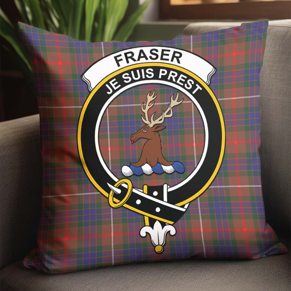 Fraser Hunting Modern Tartan Pillow Cover with Family Crest - Tartanvibesclothing
