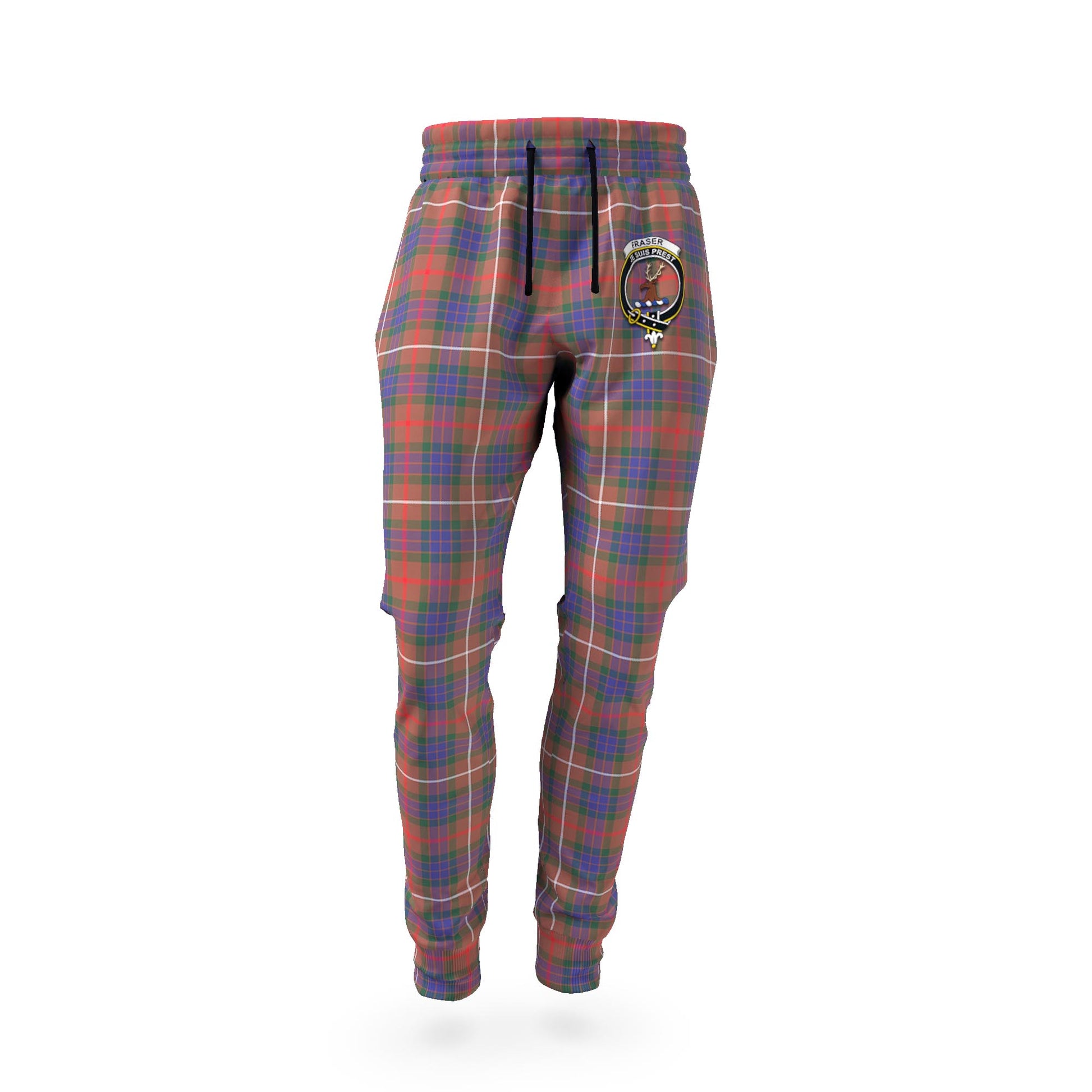 Fraser Hunting Modern Tartan Joggers Pants with Family Crest - Tartanvibesclothing