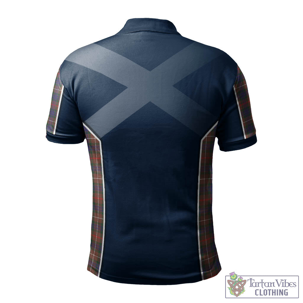 Tartan Vibes Clothing Fraser Hunting Modern Tartan Men's Polo Shirt with Family Crest and Lion Rampant Vibes Sport Style