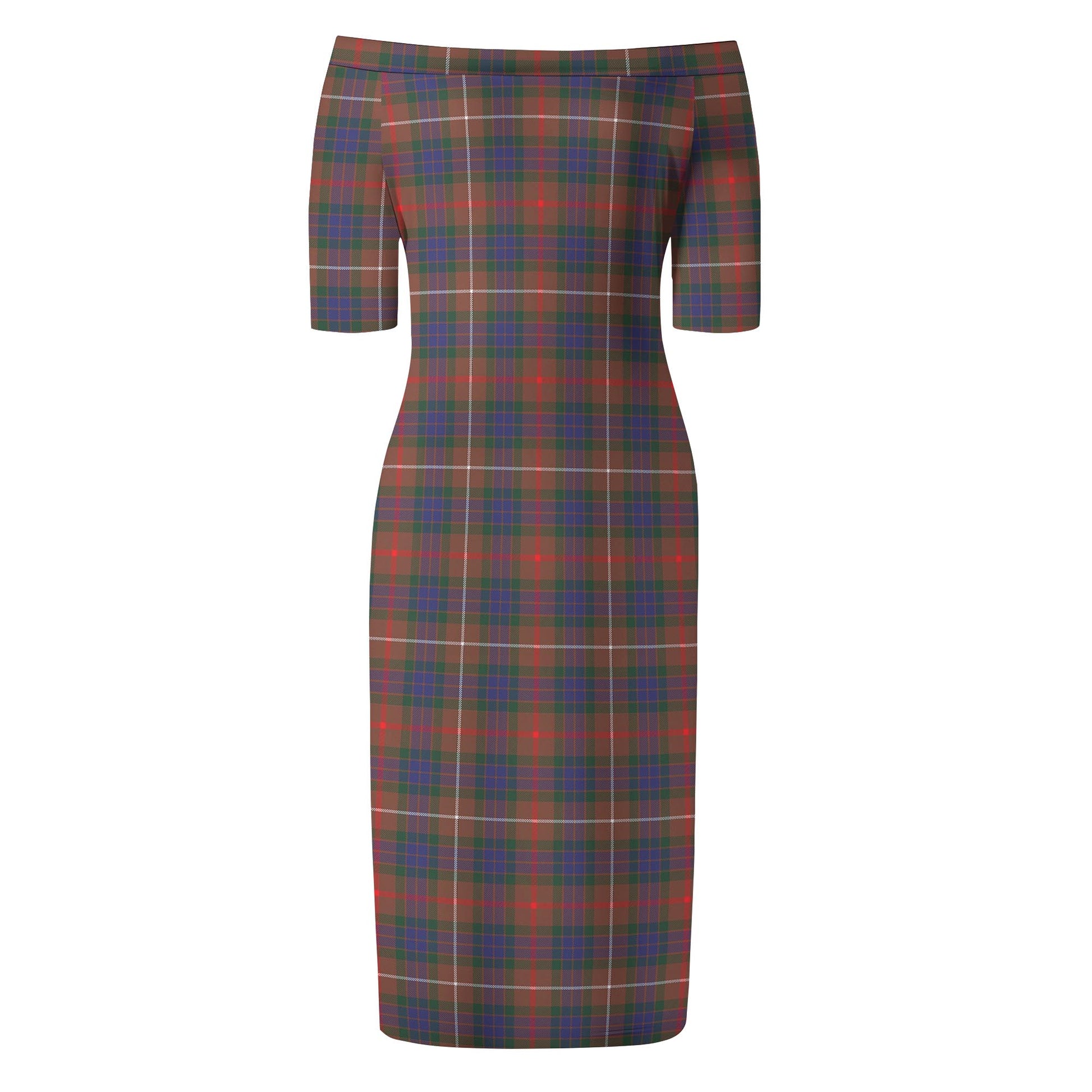 Fraser Hunting Modern Tartan Off Shoulder Lady Dress - Tartanvibesclothing