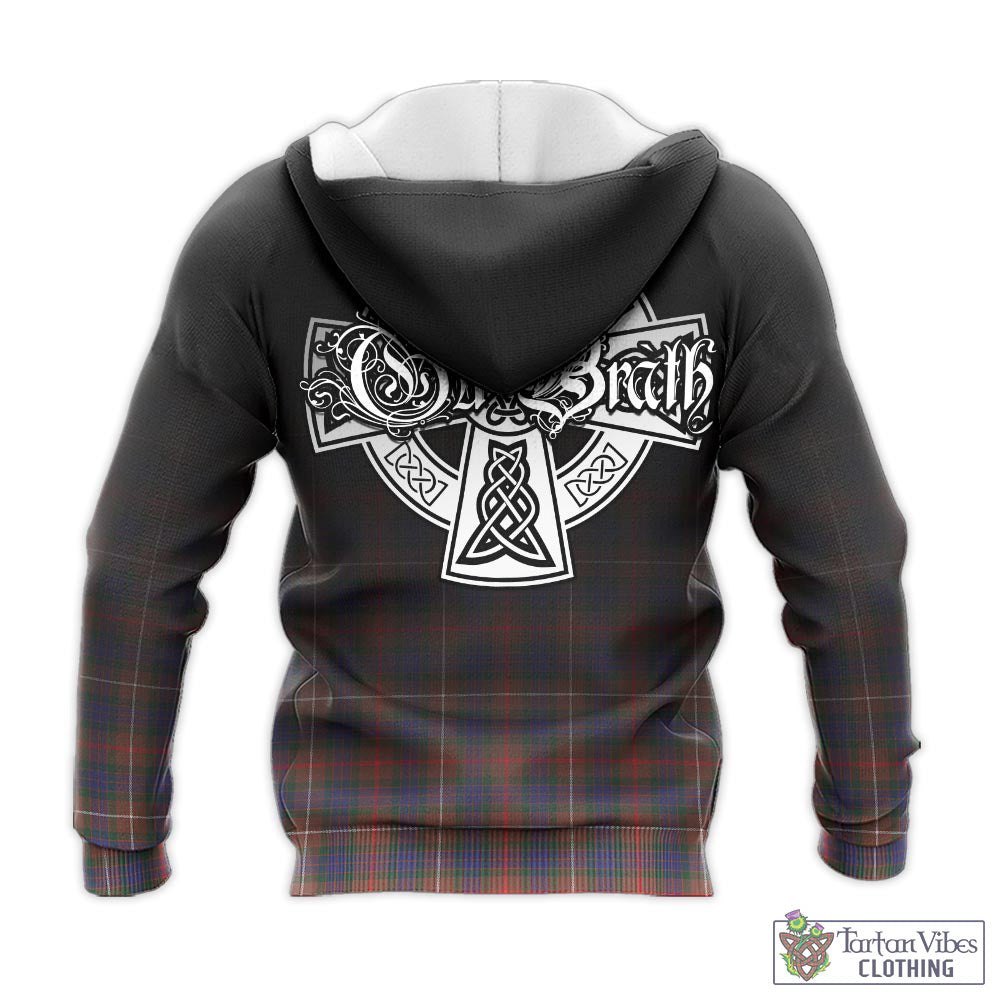 Tartan Vibes Clothing Fraser Hunting Modern Tartan Knitted Hoodie Featuring Alba Gu Brath Family Crest Celtic Inspired
