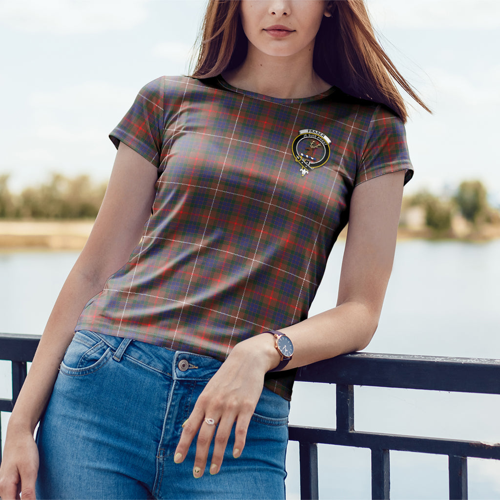 Fraser Hunting Modern Tartan T-Shirt with Family Crest - Tartan Vibes Clothing