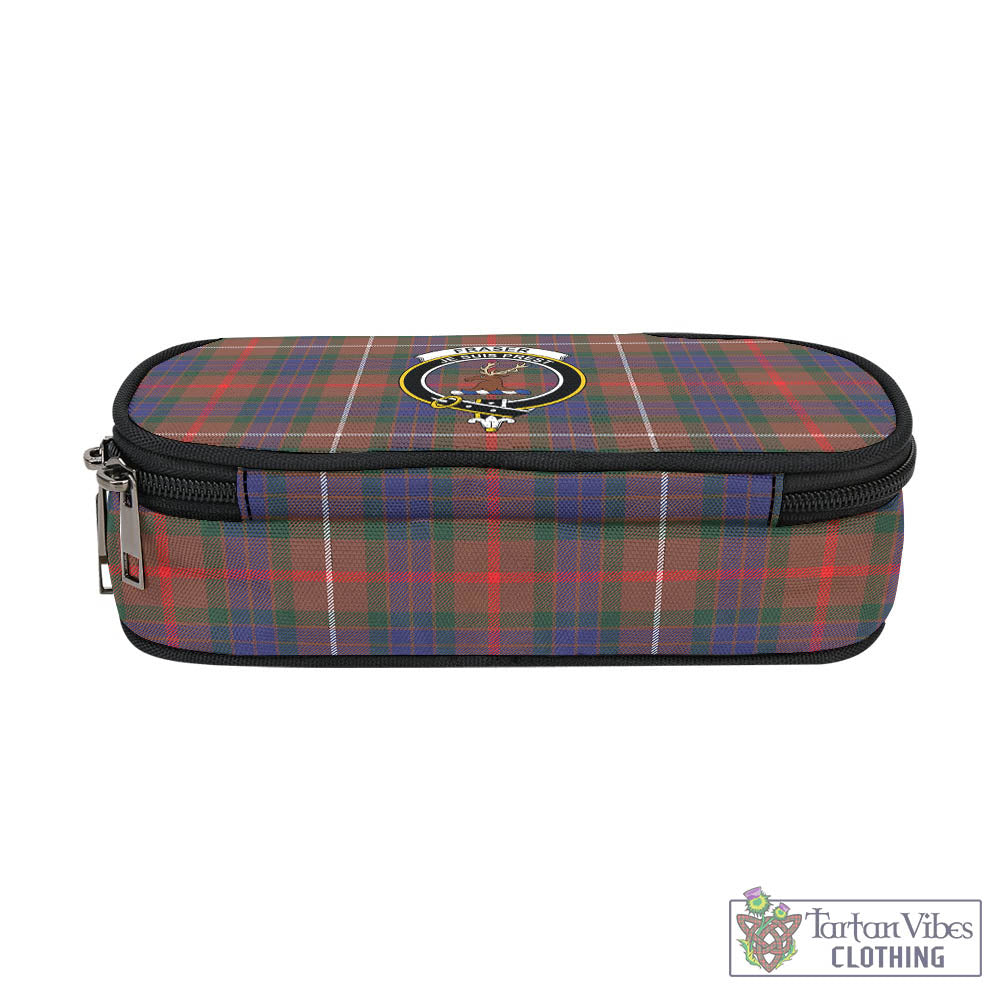 Tartan Vibes Clothing Fraser Hunting Modern Tartan Pen and Pencil Case with Family Crest